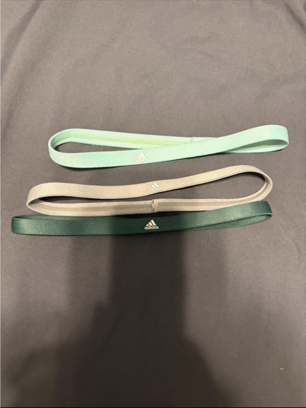 adidas 3-Pack Stretch Headbands - Mint Green, Light Gray, Dark Green